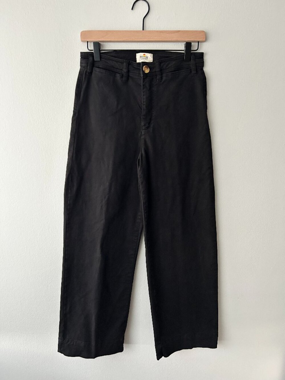 Marine Layer Bridget Wide Leg Crop Pants Black High Rise Size 4